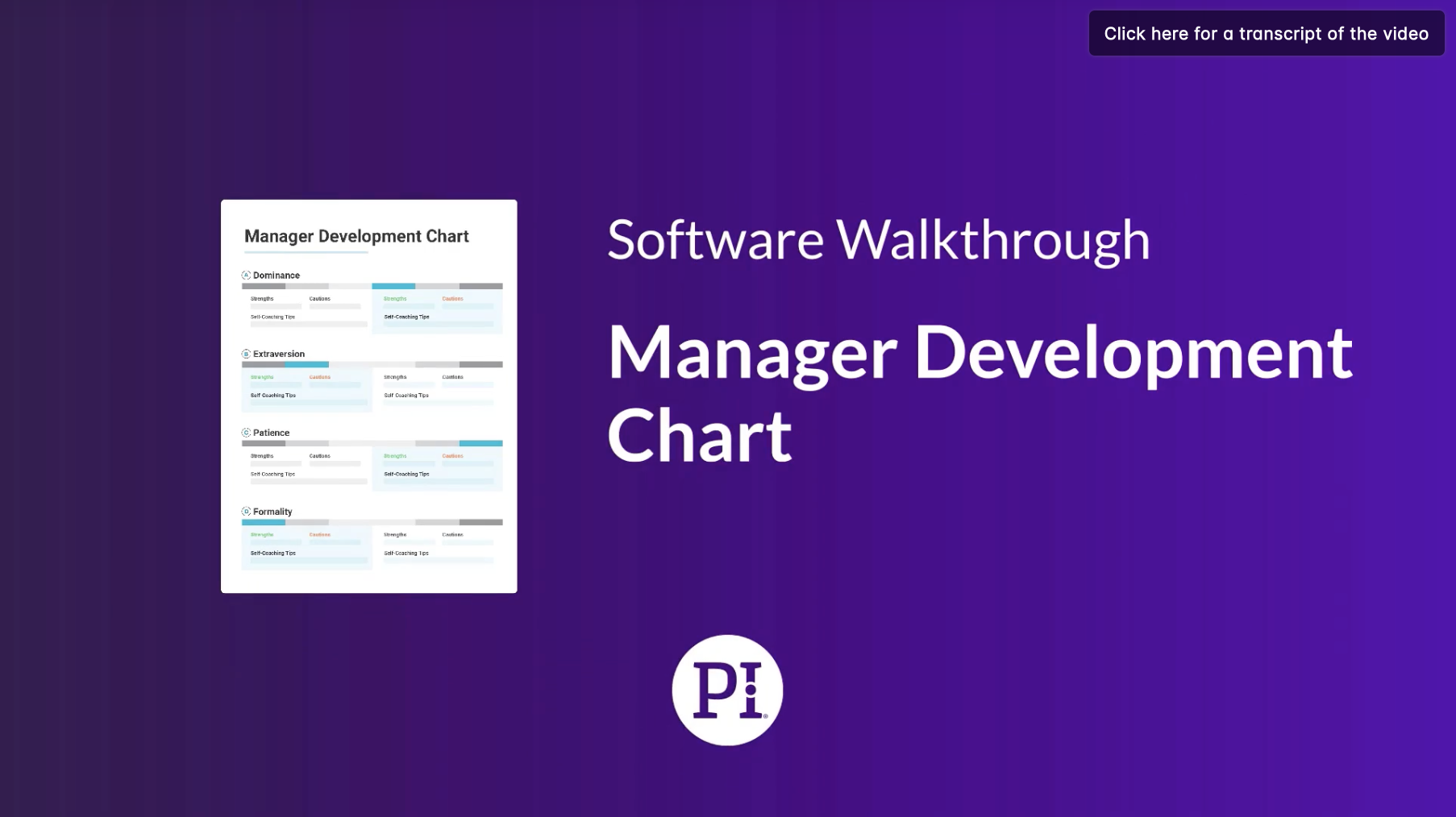 pi Manager Development Chart Walkthrough